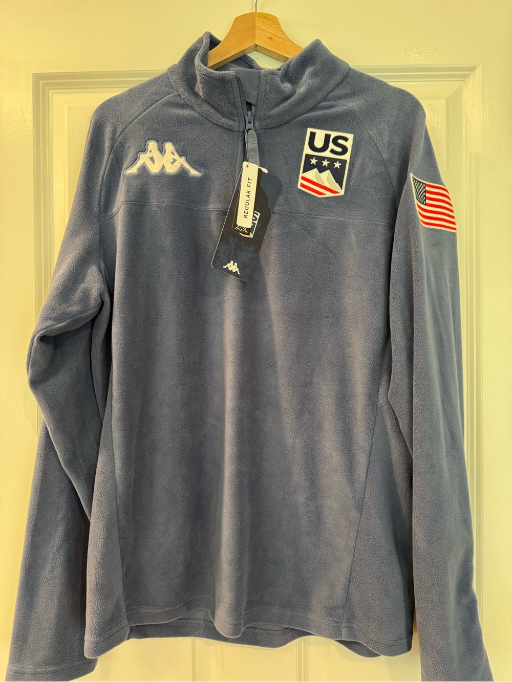 Kappa Dusty Blue US Shield Quarter-Zip Fleece Pullover